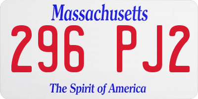 MA license plate 296PJ2