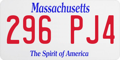 MA license plate 296PJ4