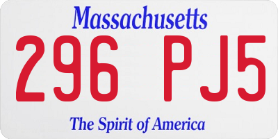 MA license plate 296PJ5
