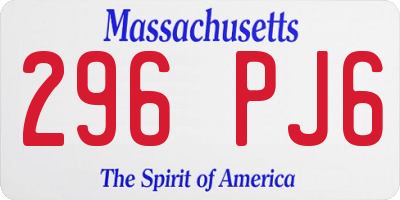MA license plate 296PJ6