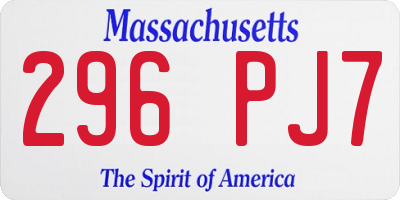 MA license plate 296PJ7