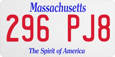 MA license plate 296PJ8