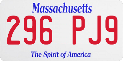 MA license plate 296PJ9