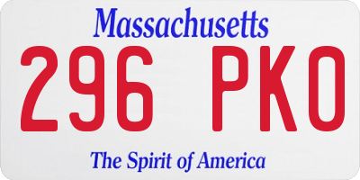 MA license plate 296PK0