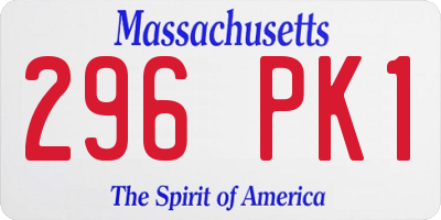 MA license plate 296PK1