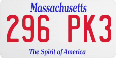 MA license plate 296PK3