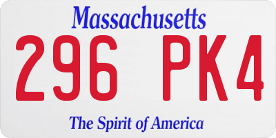 MA license plate 296PK4