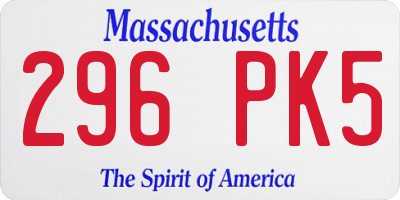 MA license plate 296PK5