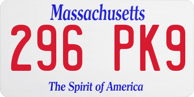 MA license plate 296PK9