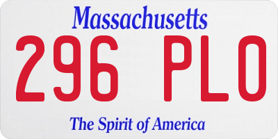 MA license plate 296PL0