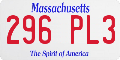 MA license plate 296PL3
