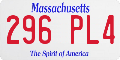 MA license plate 296PL4