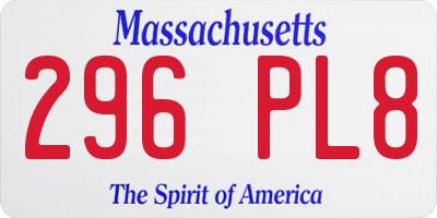 MA license plate 296PL8