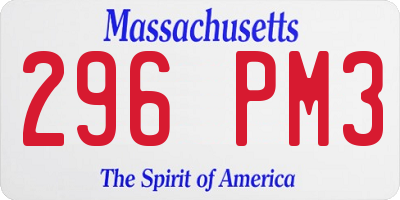 MA license plate 296PM3