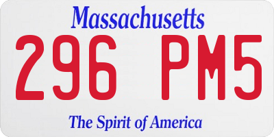 MA license plate 296PM5