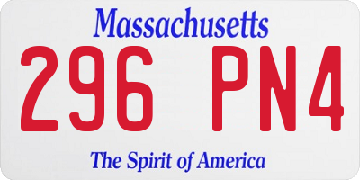MA license plate 296PN4