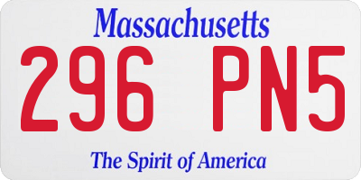 MA license plate 296PN5