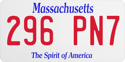 MA license plate 296PN7
