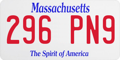 MA license plate 296PN9
