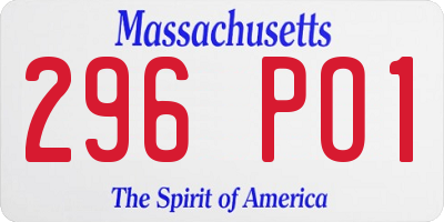 MA license plate 296PO1