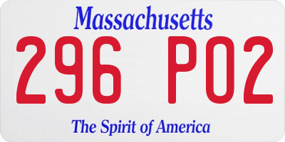MA license plate 296PO2