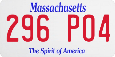 MA license plate 296PO4