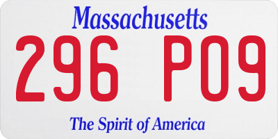 MA license plate 296PO9
