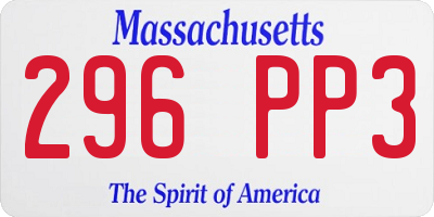 MA license plate 296PP3