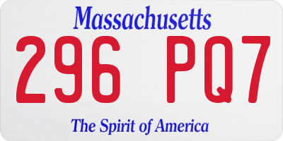 MA license plate 296PQ7
