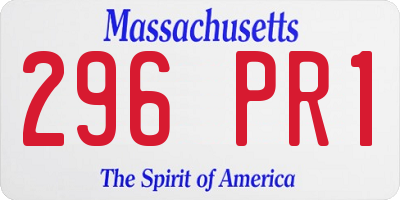 MA license plate 296PR1