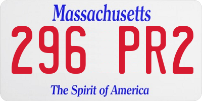 MA license plate 296PR2