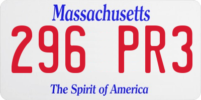 MA license plate 296PR3
