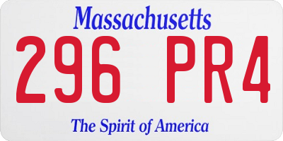 MA license plate 296PR4