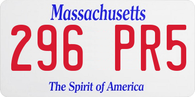 MA license plate 296PR5