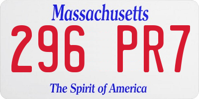 MA license plate 296PR7