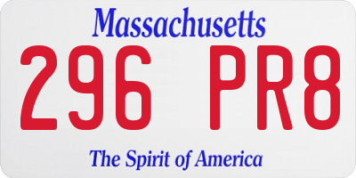 MA license plate 296PR8