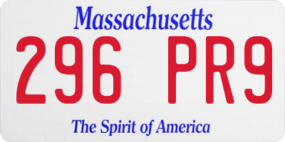 MA license plate 296PR9
