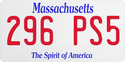 MA license plate 296PS5