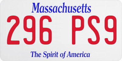 MA license plate 296PS9