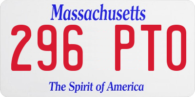 MA license plate 296PT0