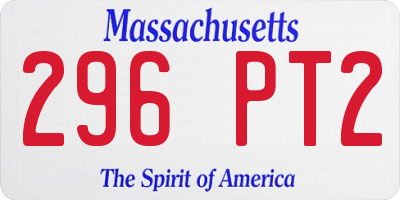 MA license plate 296PT2