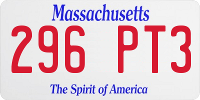 MA license plate 296PT3
