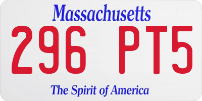 MA license plate 296PT5