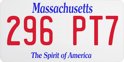 MA license plate 296PT7