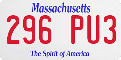 MA license plate 296PU3