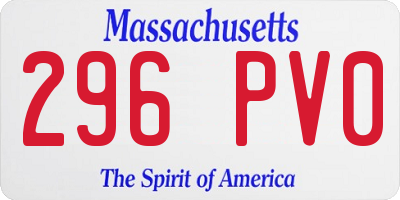 MA license plate 296PV0