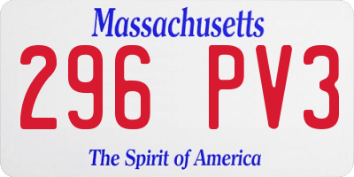 MA license plate 296PV3