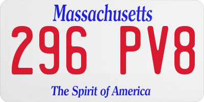MA license plate 296PV8