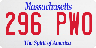 MA license plate 296PW0