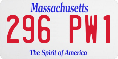 MA license plate 296PW1